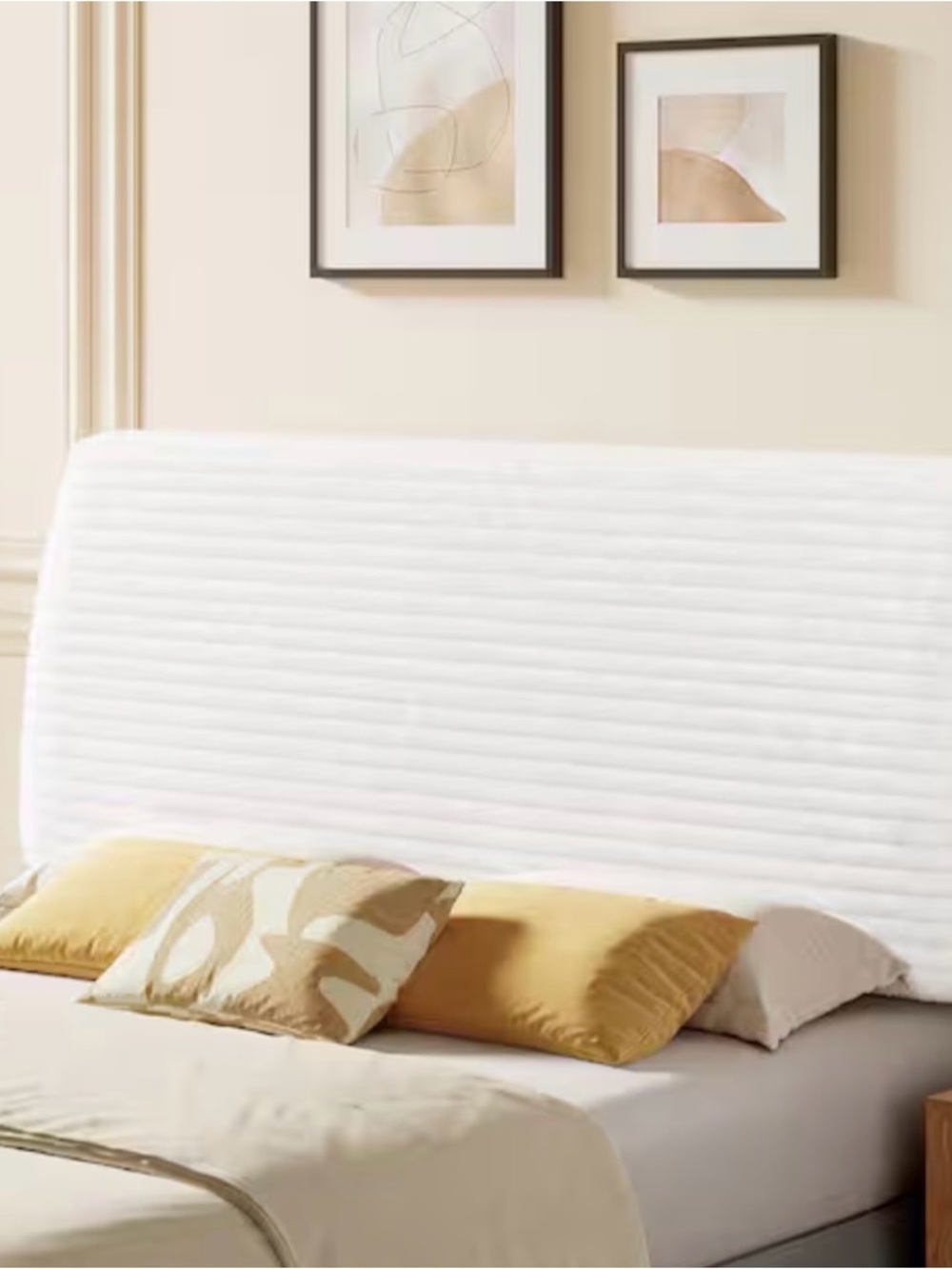 Full White Upholstered Headboard - Clean Padded Finish